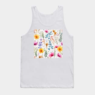 Watercolor Assorted Wildflowers Pattern 1 Tank Top